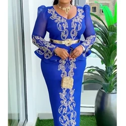 Eleganta afrikanska klänningar för kvinnor 2024 New Africa Kläder Plus Size Turkiet Bröllopsfest Lång klänning Dashiki Ankara Outfits Robe
