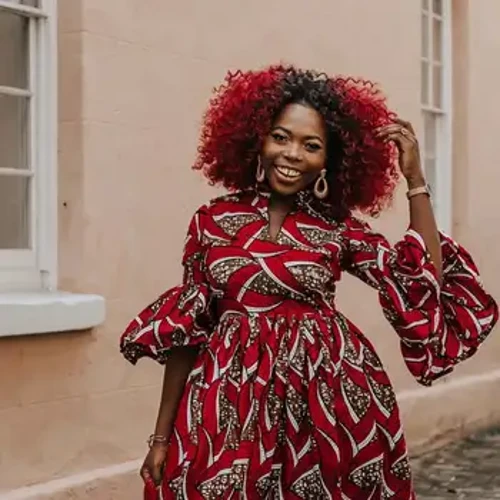 2021 Afrika Nytt Digitaltryck Kvinnors Höstklänning Tre fjärdedels Lotusbladsärm Liten V-ringad Klänning Spot Partihandel