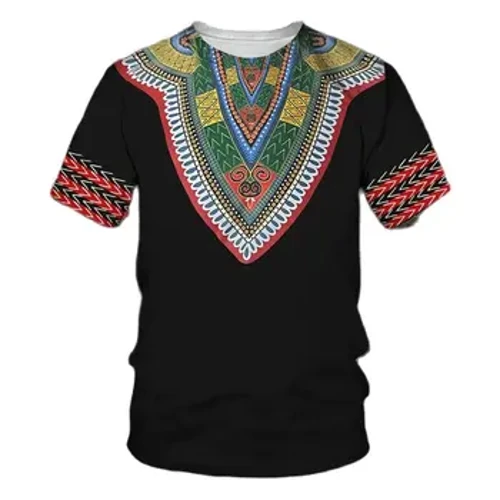 Îmbrăcăminte pentru bărbați africani Tricou Big Stone Îmbrăcăminte tradițională Îmbrăcăminte cu mâneci scurte, Îmbrăcăminte de stradă casual retro Etnic retro