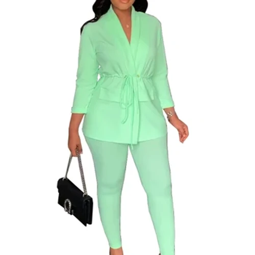 Vêtements africains femmes 2 pièces ensemble cordon traditionnel afrique vêtements automne nouveau solide décontracté africain bureau dame pantalon costumes