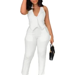 Nā lole ʻApelika i hoʻonohonoho i nā wahine Dashiki Kuʻuna ʻApelika ʻaʻahu ʻaʻahu Autumn Solid Elegant Sexy Office Lady African Pants Suits