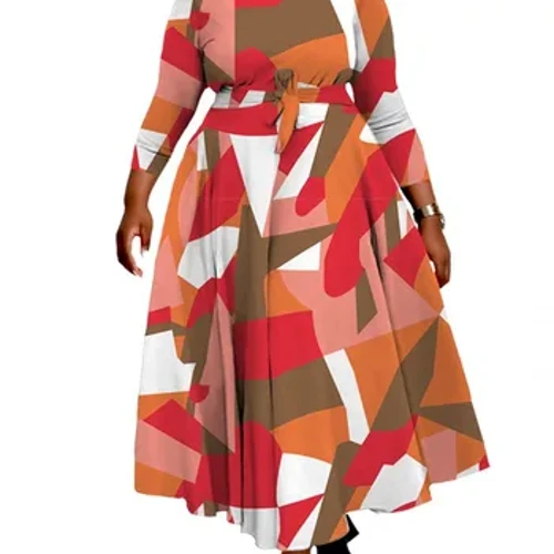 Isokokoiset afrikkalaiset mekot Naisten Syksy Talvi Uusi Muoti Painettu Pitkä Mekko Afrikka Turkkilaiset Vaatteet Rento Abaya Robe Femme