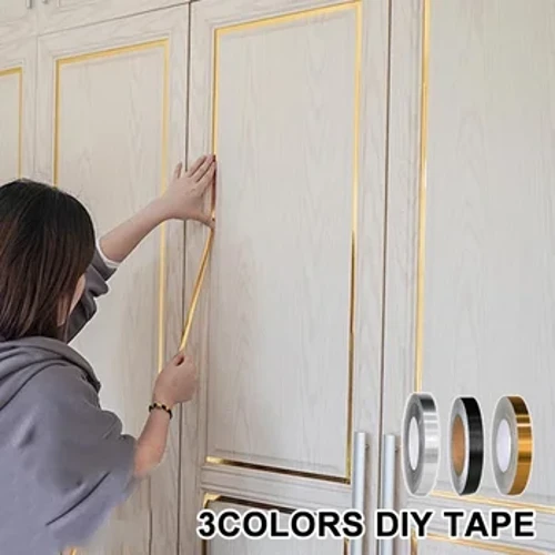 50M Chải Vàng Bạc Tầng Viền Chống Thấm Nước Đường May Dán Tường Treo Tường Khoảng Cách Trần Trang Trí Nhà Cửa Tự Dán Ngói băng Keo