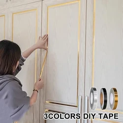 50M gekämmt Gold Sëlwer Buedem Rand Waasserdicht Seam Mauer Sticker Mauer Spalt Plafongsverkleedung Heemdekoratioun Selbstklebend Fliesenband