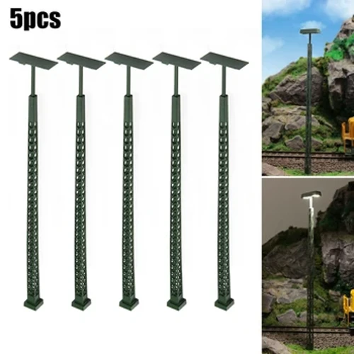 5Pcs Ke Ana Hoʻohālike Lāhui Lāhui Mālaʻi Kūʻai Kūʻai HO Scale 1:87 Building Layout Lamppost Railway Train Scenery Led Lamp