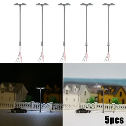 5Pcs Scene Model Platform Luč z LED Ulično Svetilko Z Merilnik 1: 200-220 Urejanje Postavitev Stavbe Dvorišče Vrtni Dekor