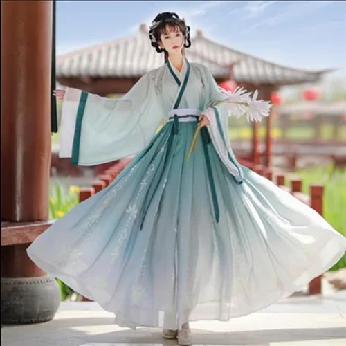 Ny Hanfu Traditionel Tiongkok Kvinder Cosplay Fairy Kvinder Gradien Hanfu Blå & Grøn til Kvinder