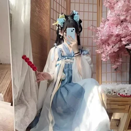 „Tang Dynasty Ru“ sijonas – patobulinta gėlėmis margintos pasakų suknelės moterims Elegantiška kinų tradicinė Hanfu kostiumo vakarėlio suknelė