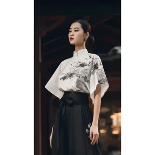 Asli Cina Tradisional Wanita Hanfu Plus Mamian Set Kuda Wajah Gaun Musim Gugur Baru Mewah Kemeja Gaya Retro Pola Pakaian Sehari-hari