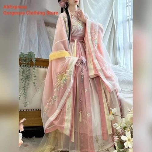 2023 Hồng Hanfu Nữ Trung Quốc Truyền Thống Thêu Sân Khấu Múa Đầm Nữ Cổ Tích Trang Phục Hóa Trang Hanfu Nhà Tống Dành Cho Nữ