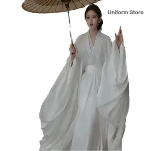 Qadimgi xitoylik hanfu ayol halloweni oq hanfu libosi ayollar peri Cosplay kostyumi 2023 yozgi ko'ylak Hanfu libosi