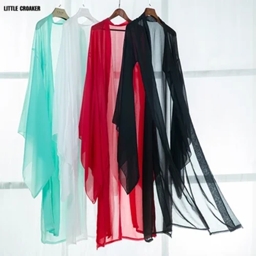Fairy hanfu kåpe Voksen chiffon cardigan kinesisk folkedans skjorte med store ermer Klassisk dansedrakt Sceneantrekk