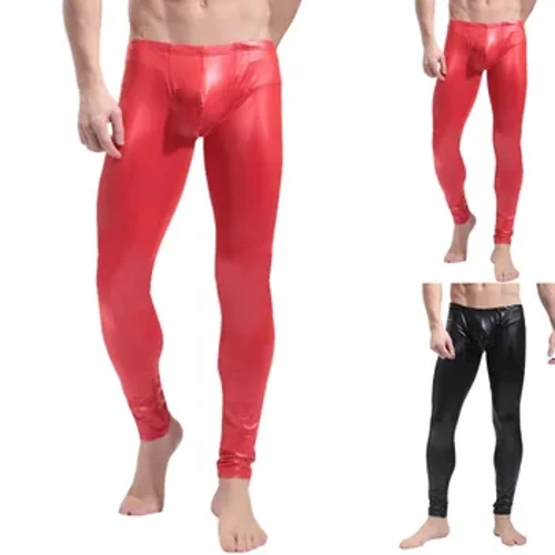 O'ofuvae tama'i PU Pa'u Bugle Pouch U'u'u'u'u Fuivae Latex Legging La'ei Kalapu Fa'apena Tino Sexy Wetlook Gay Pants