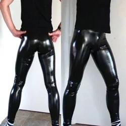 4XL-S Плюс размер мъжки секси Wetlook латекс изкуствена кожа PVC гей клинове панталони сценично клубно облекло танцово облекло нощен клуб парти панталони тънки