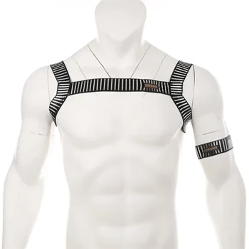 Lingerie sexy traje masculino oco arnês cinto corpo peito elástico muscular cinta masculino desempenho exótico clubwear com faixa de braço