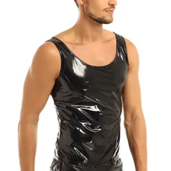 Fa'aopoopo le Lapo'a o Ali'i Iila Pa'u Sili Tank Top Iila PVC Pa'u Mitiafu e leai se lima o tama'ita'i Sexy Exotic Latex O-ua'i Fa'aofuofu Vest Sexi
