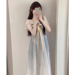 Ny kinesisk stil Förbättrad Hanfu-klänning Fairy Like Summer Vacker temperament lång kjol