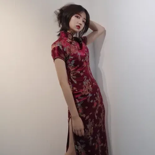 Phong Cách Trung Hoa Qipao Gợi Cảm Nữ Plus Kích Thước Sườn Xám Cổ Điển Trung Quốc Đầm Rồng Và Phượng Hoàng Dài vestidos 4XL 5XL 6XL