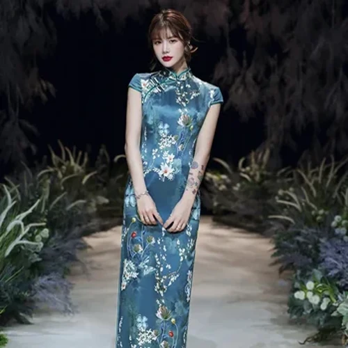 Qipao liboslari Zamonaviy ipak xitoy an'anaviy ayollar liboslari Zamonaviy Cheongsam oqlangan Vestidos to'y liboslari 2022
