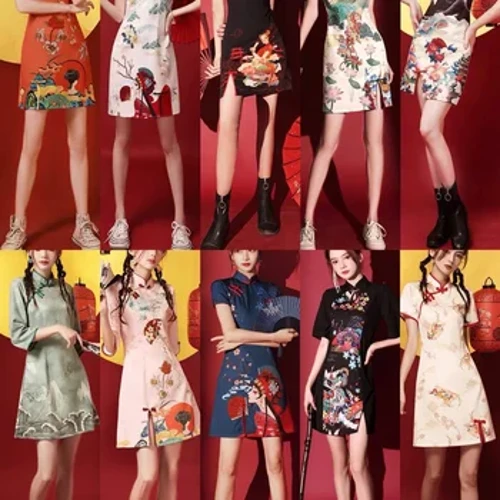 Váy Sườn Xám Hợp Thời Trang Trung Quốc-Chic Mới Phong Cách Ngắn Phổ Biến Cải Tiến Cô Gái Trẻ Phù Dâu Buổi Tối Qipao Đầm dành cho Nữ