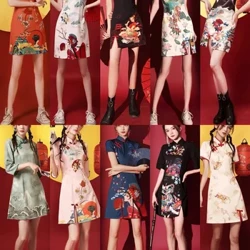 Váy Sườn Xám Hợp Thời Trang Trung Quốc-Chic Mới Phong Cách Ngắn Phổ Biến Cải Tiến Cô Gái Trẻ Phù Dâu Buổi Tối Qipao Đầm dành cho Nữ