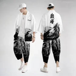 Japanska traditionella kläder Kimono byxor Herr Retro Yukata Asiatiskt mode Tang kostym Harajuku Hanfu Yukata Jacka