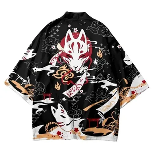 Izingubo Zomdabu ZaseJapane Izimbali Ze-Fox Phrinta I-Kimono Yabesifazane I-Retro Yukata I-Asian Fashion Tang Suit Harajuku Hanfu Yukata Jacket