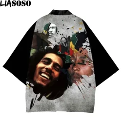 LIASOSO Poliesterrazko Kimono Emakumea Bob Marley Hip Hop Raperoa Pazifikoko Uharteko Mozorroa Kimonoa Arropa Tradizionala Cosplay Kaleko arropa
