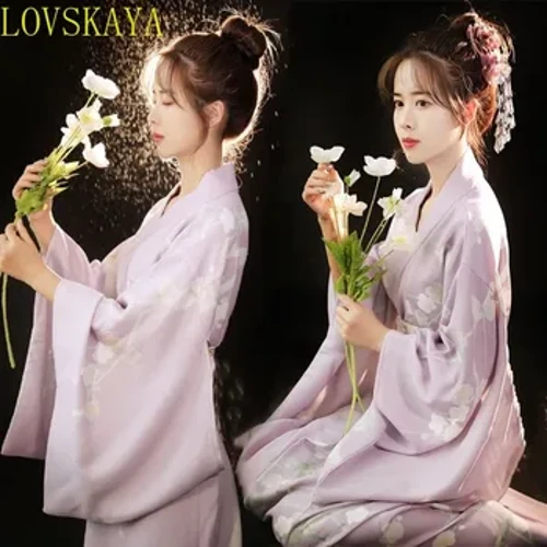 Kimono Japaneaidd Traddodiadol Merched, Geisha Argraffedig Gwyn, Perfformiad Gŵyl, Gwisgoedd Dawns, Dillad Asiaidd
