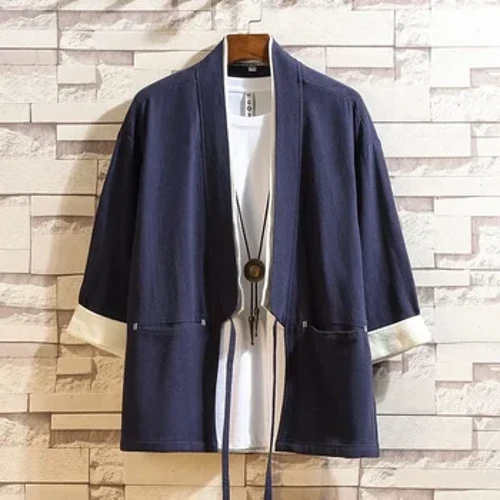 2022 Sommer Herren Strickjacke Japanischer Kimono Herren Samurai Kostüm Kleidung Kimonojacke Herren Kimonohemd Yukata Haori Freizeitmantel