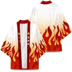 Ny Anime Demon Slayer Rengoku Kyoujurou Cosplay kostumer Kimono Flame Symbol Teenagere Cardigan Kappe Haori Pyjamas Top