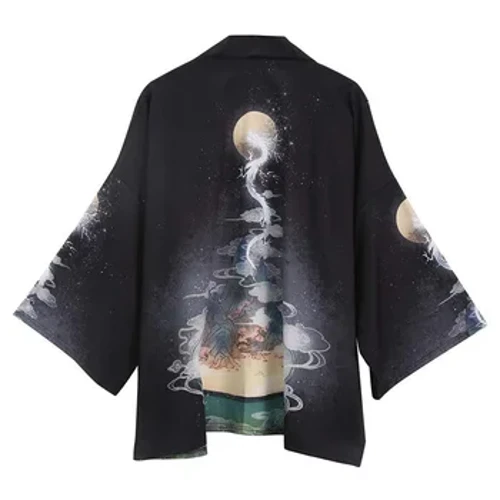 Kimono japonés Retro dibujo de calavera abrigo fino Haori Hanfu traje capa de verano estilo chino nuevo traje Tang bata taoísta