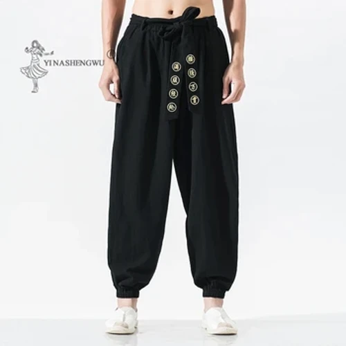 Pants Kimono Achlysurol Japaneaidd Trowsus Harajuku Rhydd Dynion Japan Dillad Asiaidd Traddodiadol Arddull Yukata Gwisg Harem Brodiog