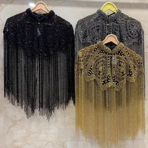Mahabang tassel shawl na ipinares sa cheongsam na pormal na damit para sa pagdiriwang ng kasal ni nanay piging sa kasal ng biyenan na high-end oute
