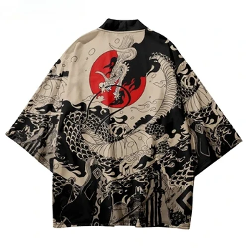 Samurai Traidisiúnta Kimono Fir Anime Seapánach Dragon Print Cosplay Haori Mná Mná Cardigan Yukata Róbaí Samhraidh