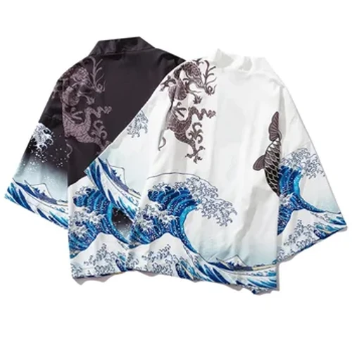 3D In Hình Rồng Yukata Nam Nữ Cardigan Thời Trang Rời Haori Obi Châu Á Quần Áo Bông Tai Kẹp Nhật Bản Cosplay kimono