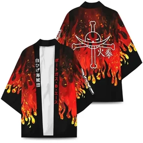 Màu Cosplayer Anime Nhật Bản One Piece Ace In Kỹ Thuật Số Trang Phục Hóa Trang Bông Tai Kẹp Kimono Mũi Pyjama Cardigan kimono