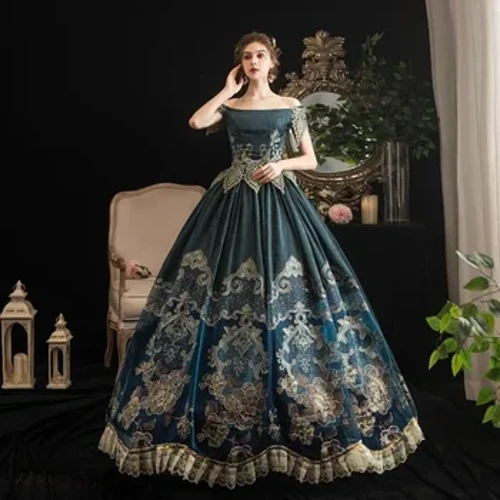 Robe de cour royale verte Rococo du 18ème siècle, vêtements rétro baroques, Costume Renaissance Rococo Marie Antoinette, robe de bal