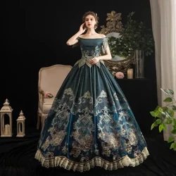 Rococo rochie verde de curte regală secolului al XVIII-lea Îmbrăcăminte retro baroc Rococo renascentist Costum Marie-Antoinette Rochie de bal