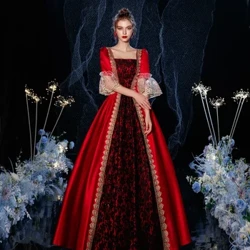 Merah 18th Century Rococo Royal Gothic Gaun Pengadilan Retro Baroque Pakaian Renaissance Rococo Marie Antoinette Kostum Gaun Prom