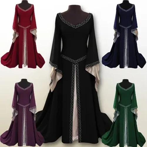 6Color Feisteas Meánaoise na mBan 18ú hAois Gúna Fada Lár-Nua-Aimseartha do Mhná Gúnaí Retro Traidisiúnta Páirtí na hEorpa Cosplay