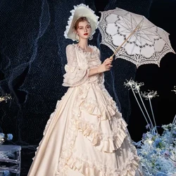 New Champagne French Court Dress Annual Meeting Cinema Walk Show Drama Stage Performance Dance Lace European Long Dress