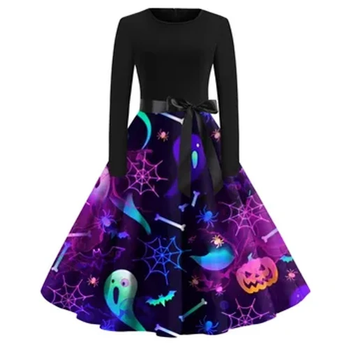 Halloween jelmez Női Retro középkori ruházat Női ruha Alkalmi napruhák zsebes nőknek Női ruha fodrok