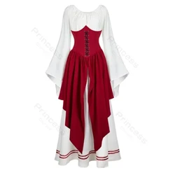 Mëttelalterlech Kleed Fraen Europäesch Kleeder Victorian Kleed Plus Gréisst Renaissance Kleeder Laang Ärmelt Halloween Kostüm Cosplay Rout