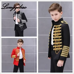 Dance Costume Boys Children's Military Dress European Court Prince Children's Stage Costumes Sequined Fringed Military Uniform