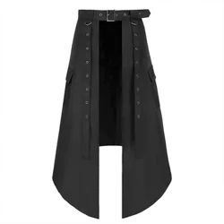 Skotska Utility Kilts för män Vintage Gothic Medieval Half Skirts Black Punk Retro Scotland Kendo Pocket Scottish Clothing