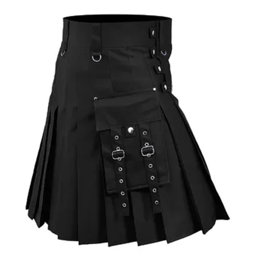 Herr Vintage Kilt Skottland Gotisk Punk Kjol Mode Kendo Pocket Kjolar Skotska Kläder Fritidskläder Höst Herr Streetwear Nytt