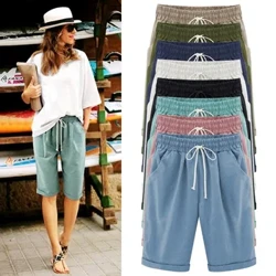 Shorts Ócáideacha Samhraidh Spóirt Sínte mBan Cadás Cosa Dhíreach Geansaí Cúig Phointe Breathable Mná Pants Caitheamh Seachtrach Scaoilte