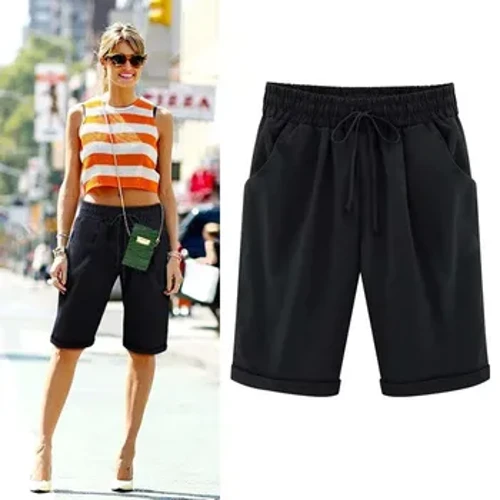 Kadın Pamuk Şort Moda Nefes Orta Harem Pantolon Yaz Serin Ince Beachwear Elastik Bel Dantel up Kadın Giyim