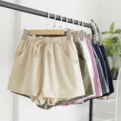 Quần Short Vải Lanh Cotton Quần Short Thể Thao Nữ Mùa Hè Chắc Chắn Cao Cấp Quần Short Màu Đen Nữ Thời Trang Quần Ngắn Cơ Bản